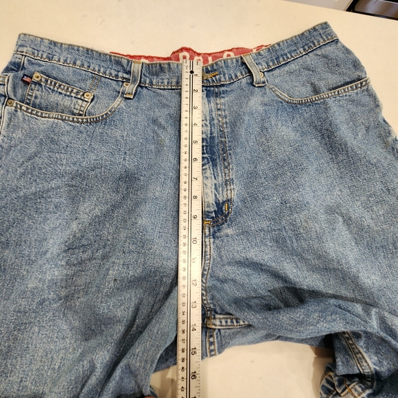 VTG Polo Jeans Co Ralph Lauren Banner Denim Shorts Mens 38 Inseam 11" Y2K Baggy - Picture 7 of 11
